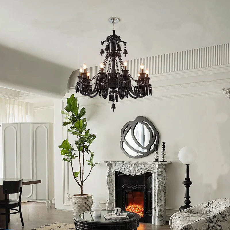 6-light black chandelier