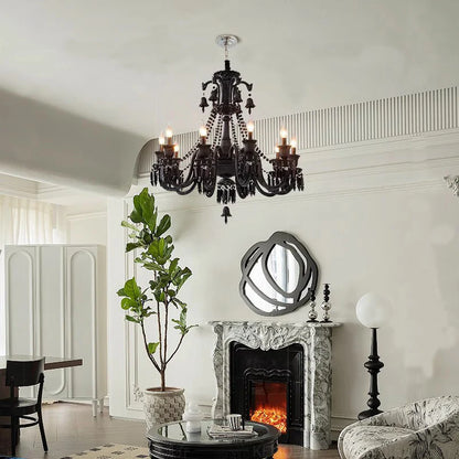 6-light black chandelier