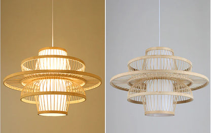 Rattan Bamboo Beige Pendant Light 45cm