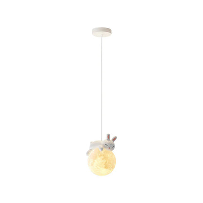 Cute Bunny Moon Pendant Light – Soft Warm LED Night Lamp for Kids Room & Bedroom
