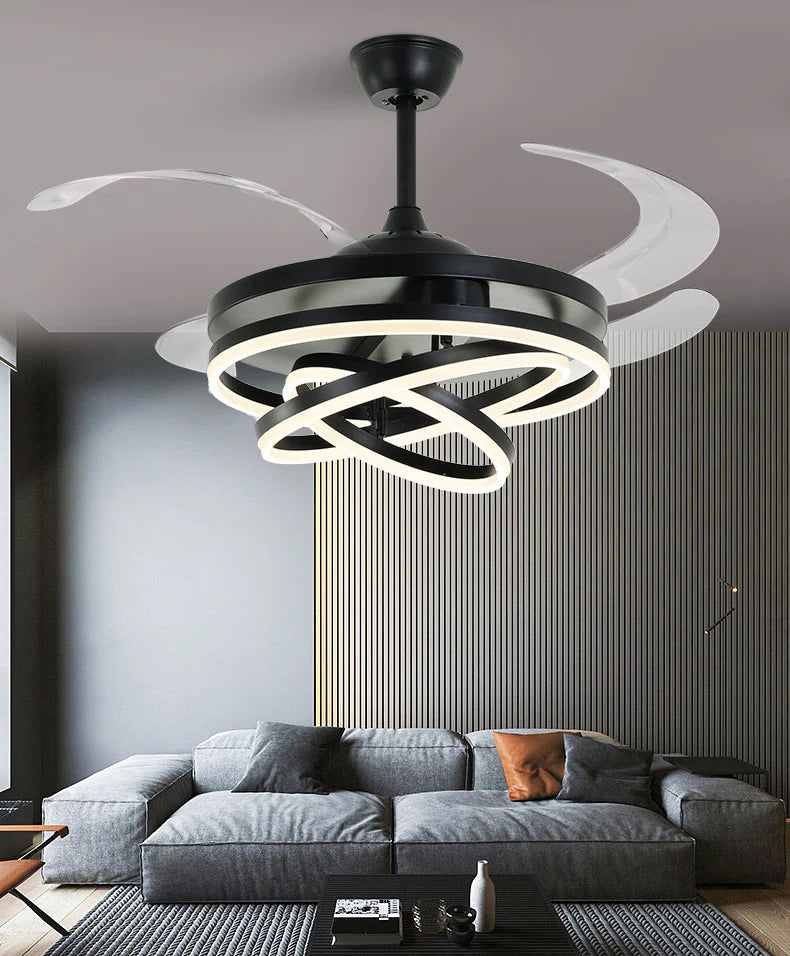 Stello Black Rings Fan Chandelier