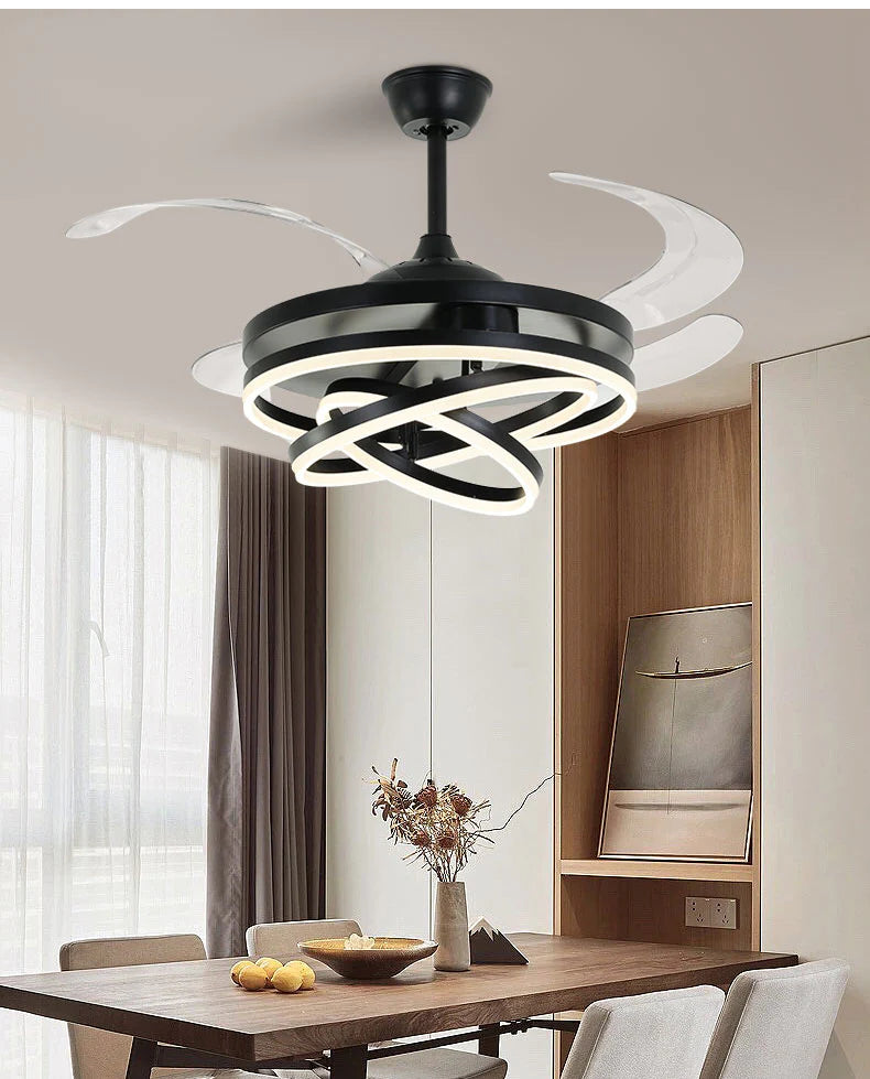 Stello Black Rings Fan Chandelier