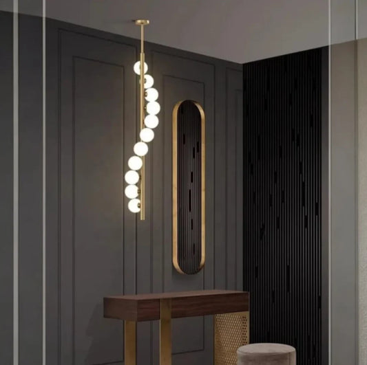 11 Light Gold Frosted Glass Pendant Light