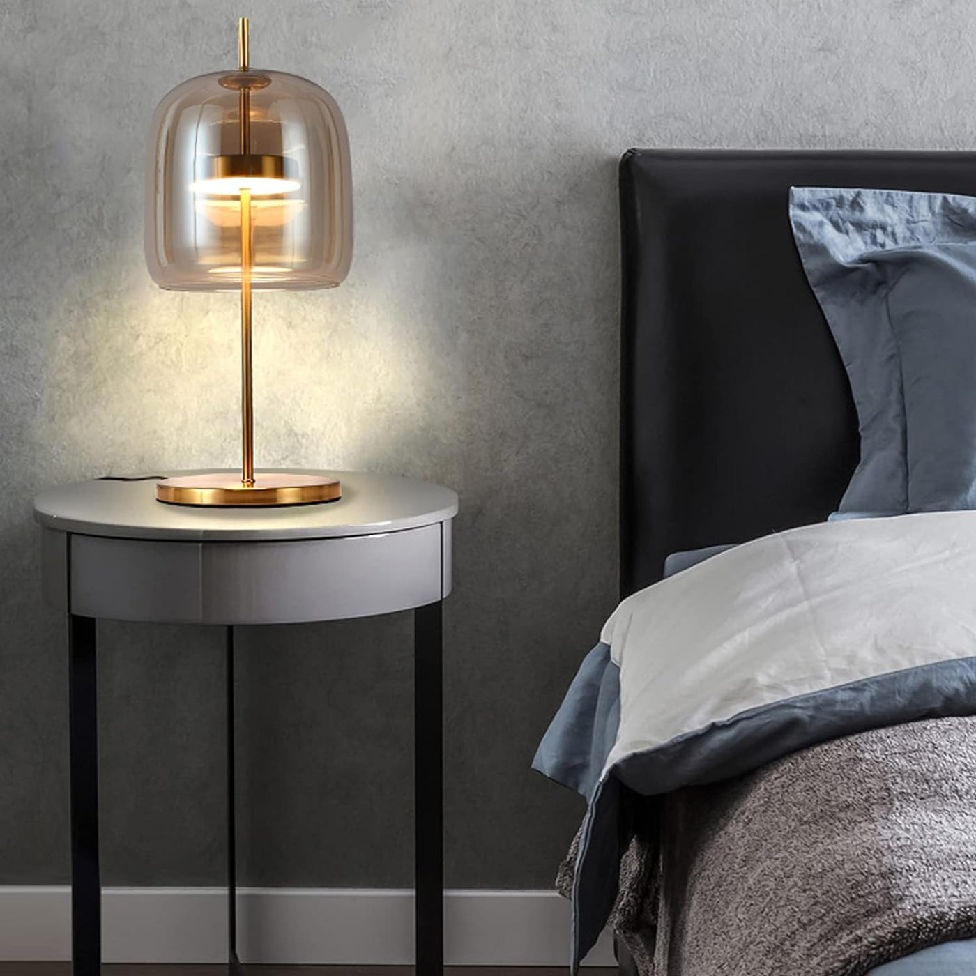 AMBER  GLASS LED TABLE LAMP