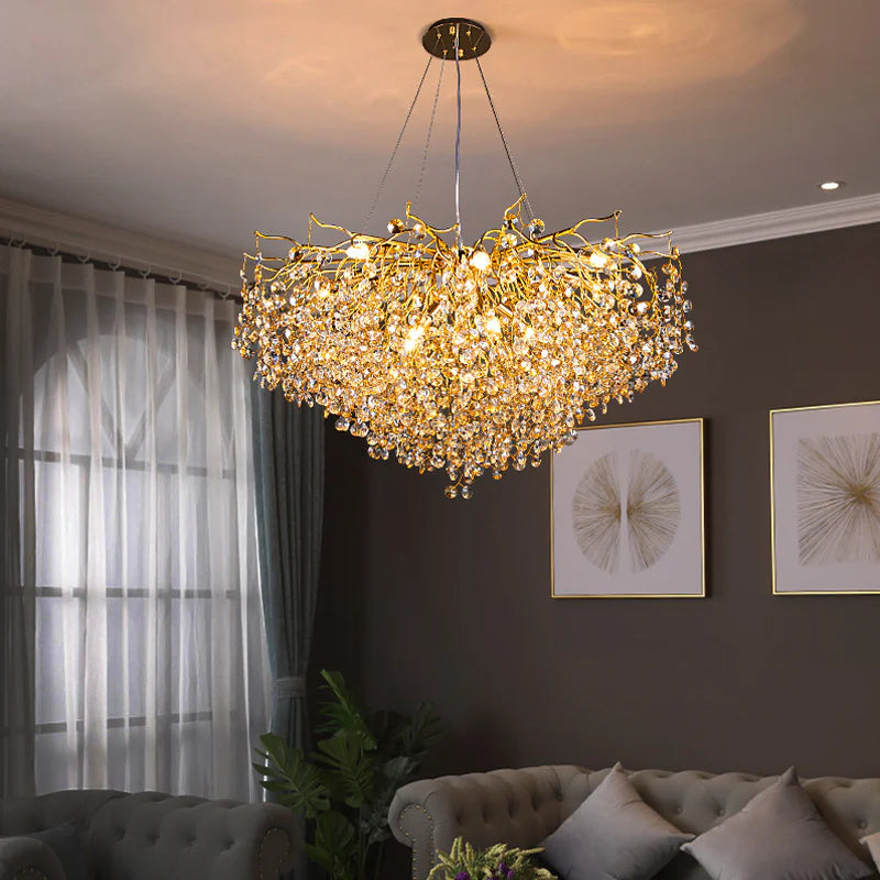 Modern Gold 800MM Crystal Tree Design Chandelier – for Over Dining Table
