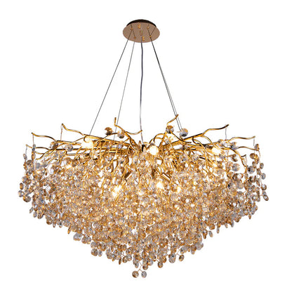 Modern Gold 800MM Crystal Tree Design Chandelier – for Over Dining Table