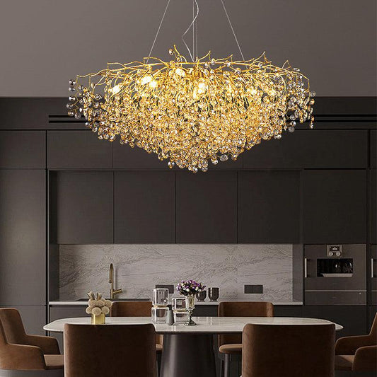 Luxury 1200mm Gold Crystal Hanging Chandelier Ceiling Light – Warm White Glow