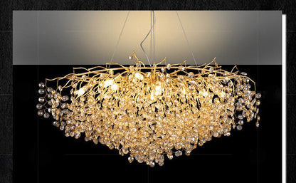 Luxury 1200mm Gold Crystal Hanging Chandelier Ceiling Light – Warm White Glow