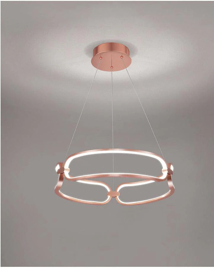 Elegant 500MM Rose Gold Curvy LED Hanging Chandelier – Warm White Light