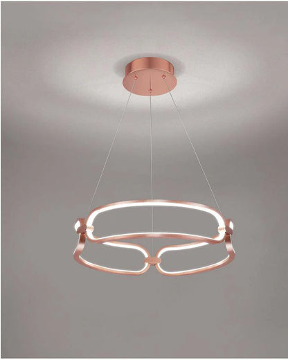 Elegant 500MM Rose Gold Curvy LED Hanging Chandelier – Warm White Light