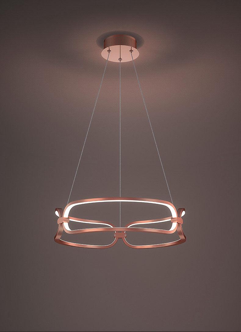 Elegant 500MM Rose Gold Curvy LED Hanging Chandelier – Warm White Light