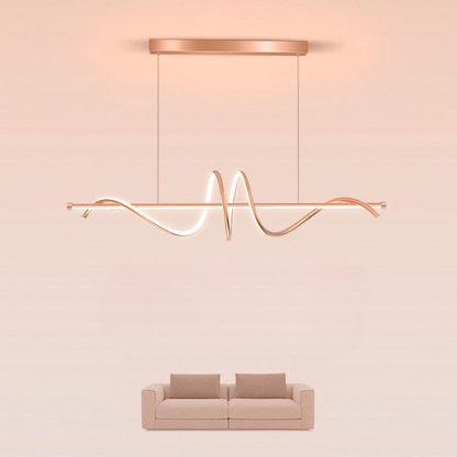 Modern Rose Gold Curl Design LED Chandelier – for Dining Room (Warm White)