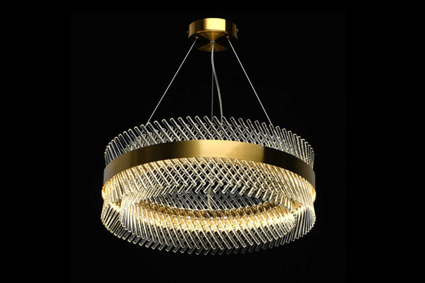 Modern 800MM LED Chandelier with Crystal Ring Design – Warm White Light