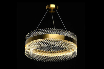 Modern 800MM LED Chandelier with Crystal Ring Design – Warm White Light