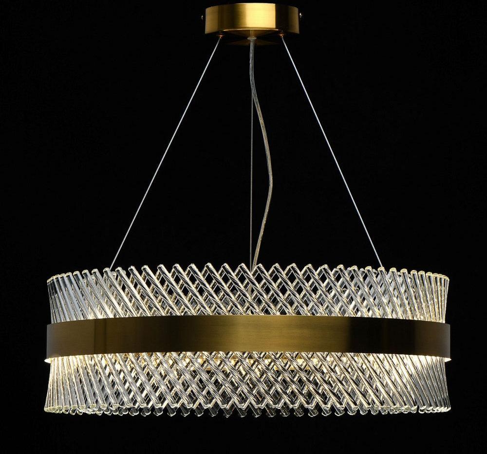 Modern 800MM LED Chandelier with Crystal Ring Design – Warm White Light