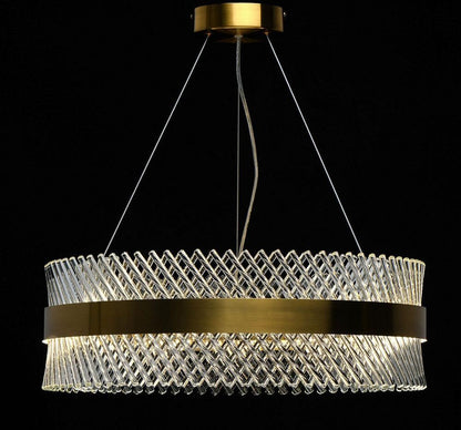 Modern 800MM LED Chandelier with Crystal Ring Design – Warm White Light