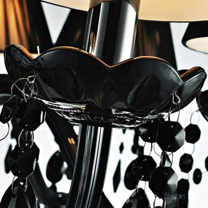 8 Light Black Glass Italian Chandelier