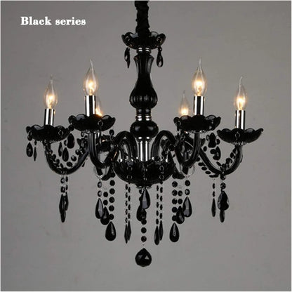 8 Light Black Glass Italian Chandelier