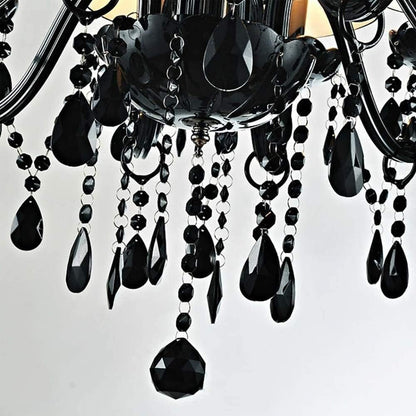 8 Light Black Glass Italian Chandelier