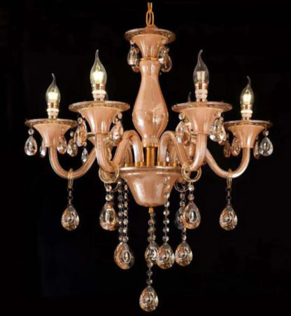 8 Light Amber Glass Italian Chandelier