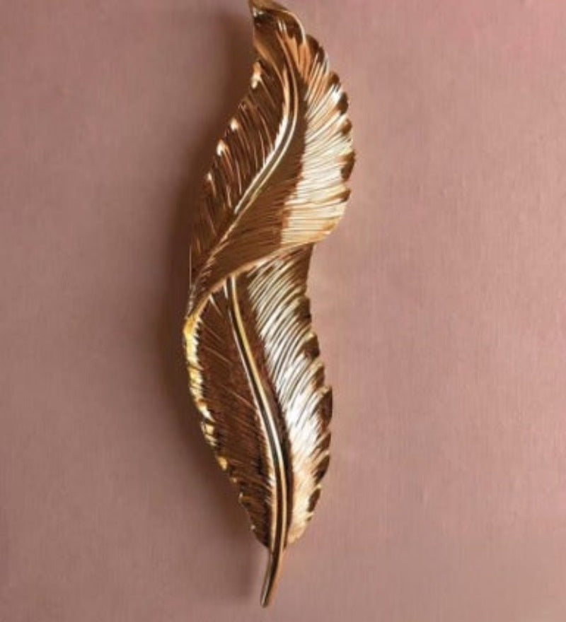 GOLD FEATHER LEAF WALL LIGHT