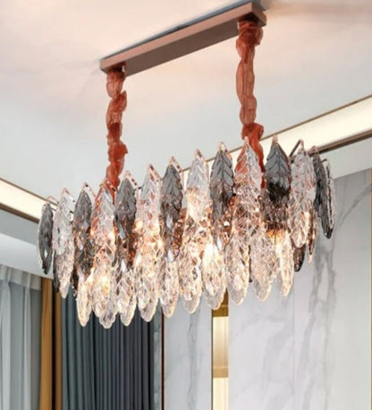 TREE LEAF CRYSTAL LINEAR CHANDELIER