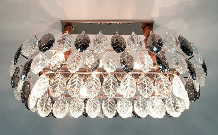 TREE LEAF CRYSTAL LINEAR CHANDELIER