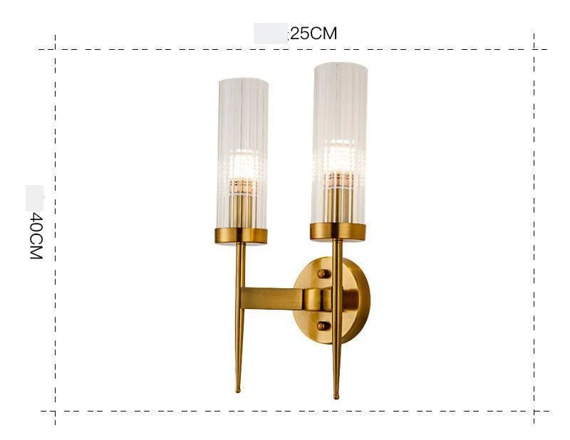 2 Light Clear Glass Long Wall Light