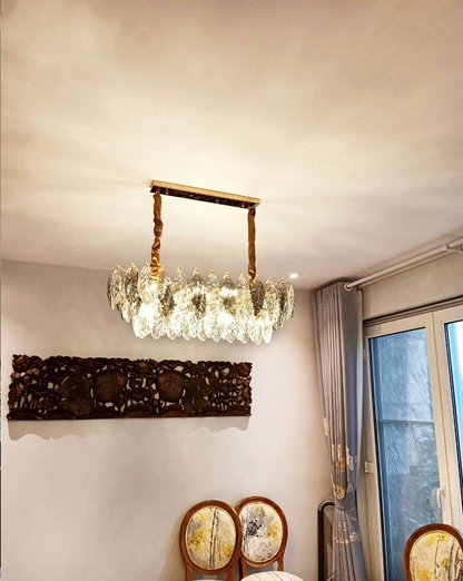 TREE LEAF CRYSTAL LINEAR CHANDELIER