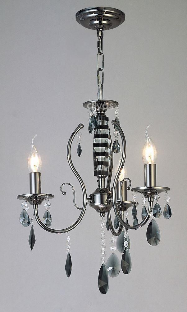 Diyas Luna Ceiling 3 Light Black Chrome/Crystal