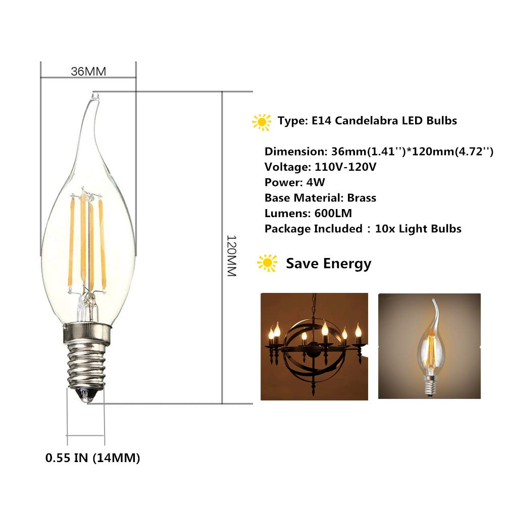 Stello Filament Candle LED Bent Tip Bulb ( E14 BASE/4 Watt ) - Stello Light Studio