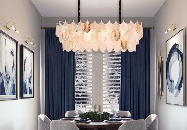 ORREN WHITE & GOLD GLASS LINEAR CHANDELIER - LARGE