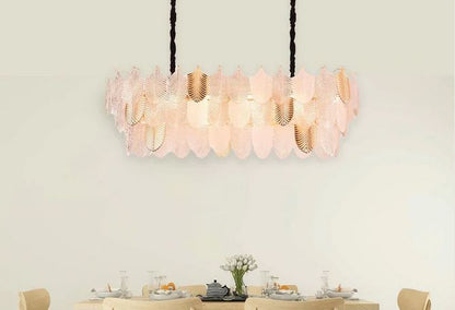 ORREN WHITE & GOLD GLASS LINEAR CHANDELIER - LARGE