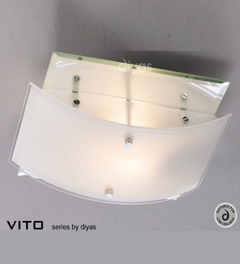Diyas Vito Two Light Polished Glass Chrome Flush Fitting - Stello Light Studio