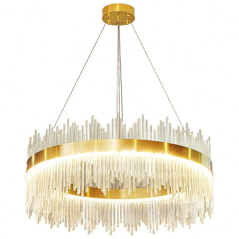 Curva Antique Gold Crystal Chandelier - Stello Light Studio