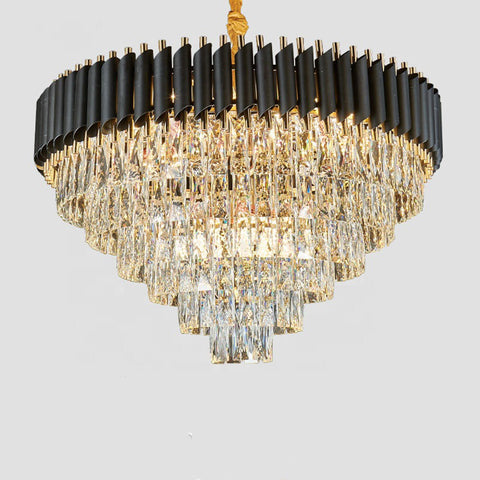 Oscuro Black Metal and Crystal Chandelier