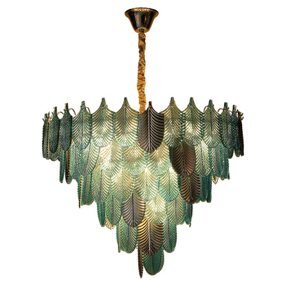 ORREN BULE AND GOLD GLASS CHANDELIER IN GOLD FINISH