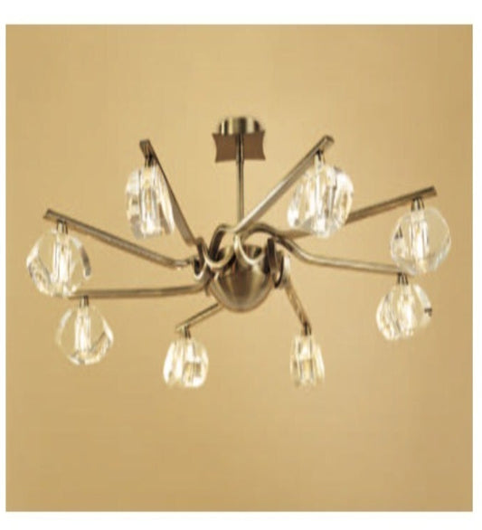 ALFA SEMI CEILING 8 LIGHT ANTIQUE BRASS - Stello Light Studio