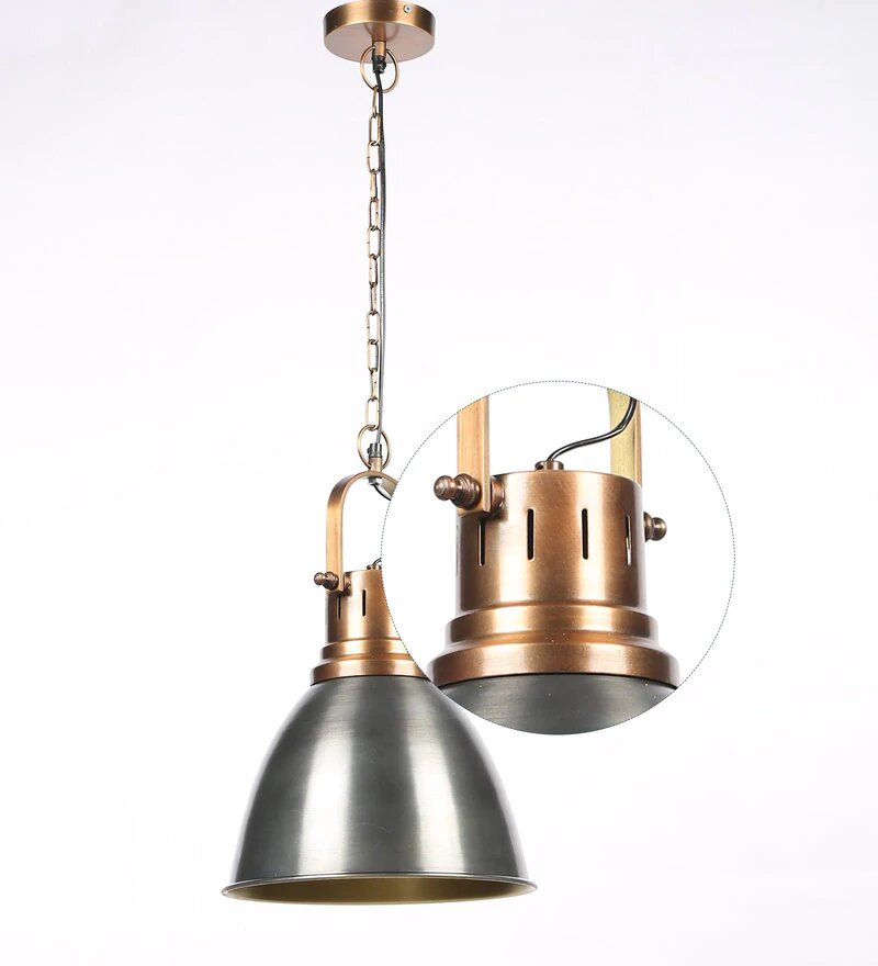 Danish Antique Copper Metal Hanging Light - Stello Light Studio