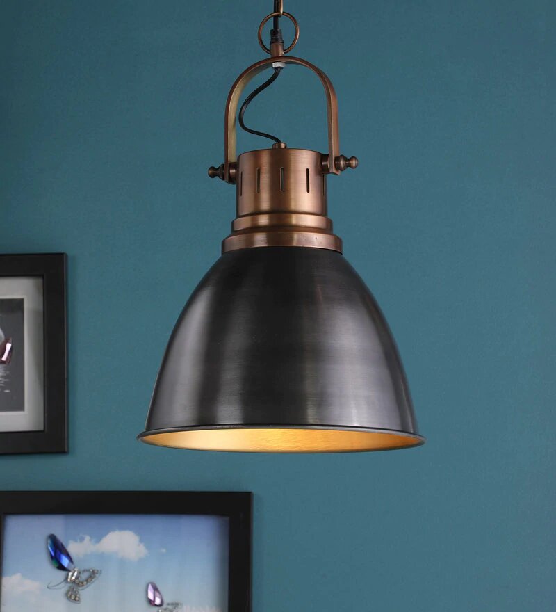 Danish Antique Copper Metal Hanging Light - Stello Light Studio