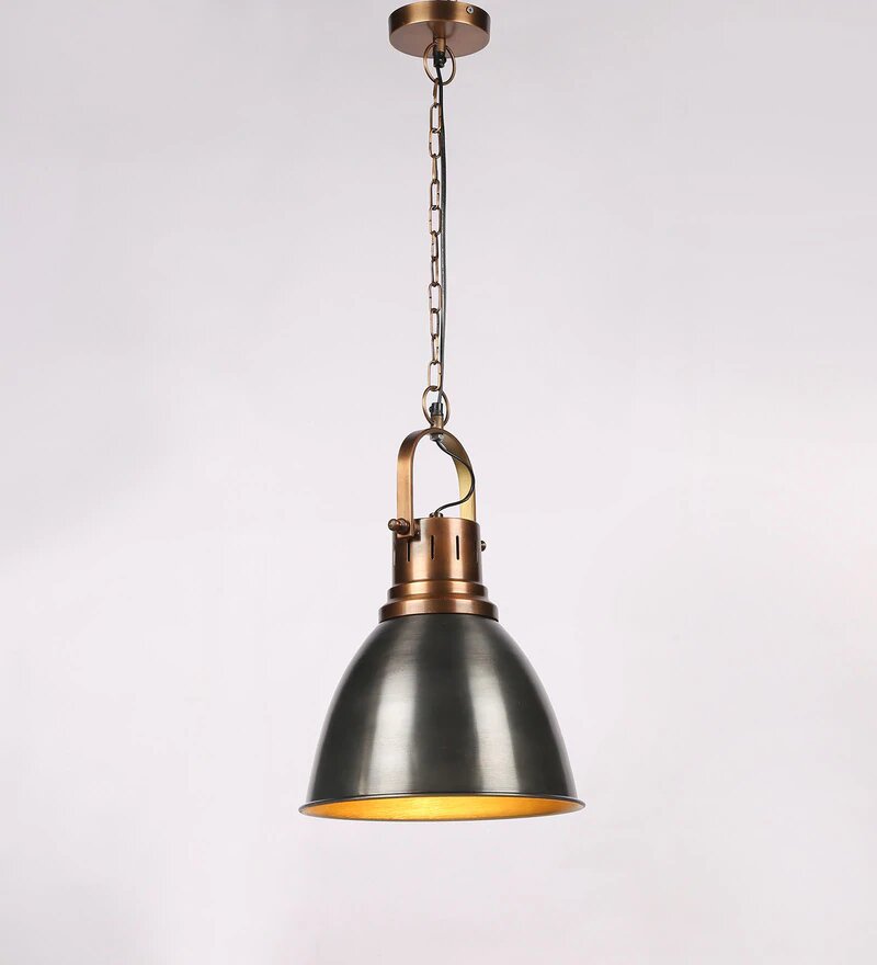 Danish Antique Copper Metal Hanging Light - Stello Light Studio