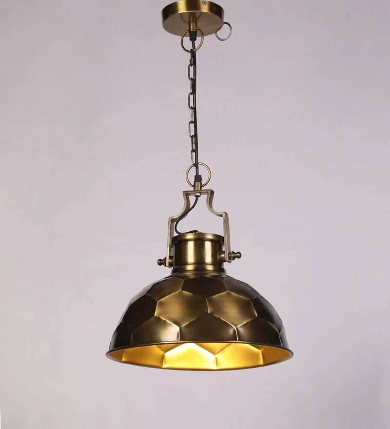 Danish Antique Brass Metal Hanging Light - Stello Light Studio