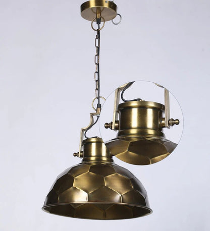 Danish Antique Brass Metal Hanging Light - Stello Light Studio