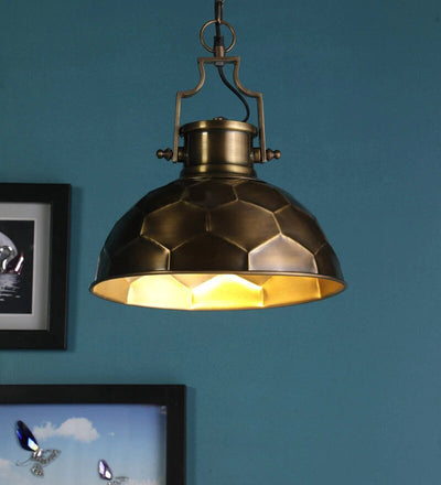 Danish Antique Brass Metal Hanging Light - Stello Light Studio
