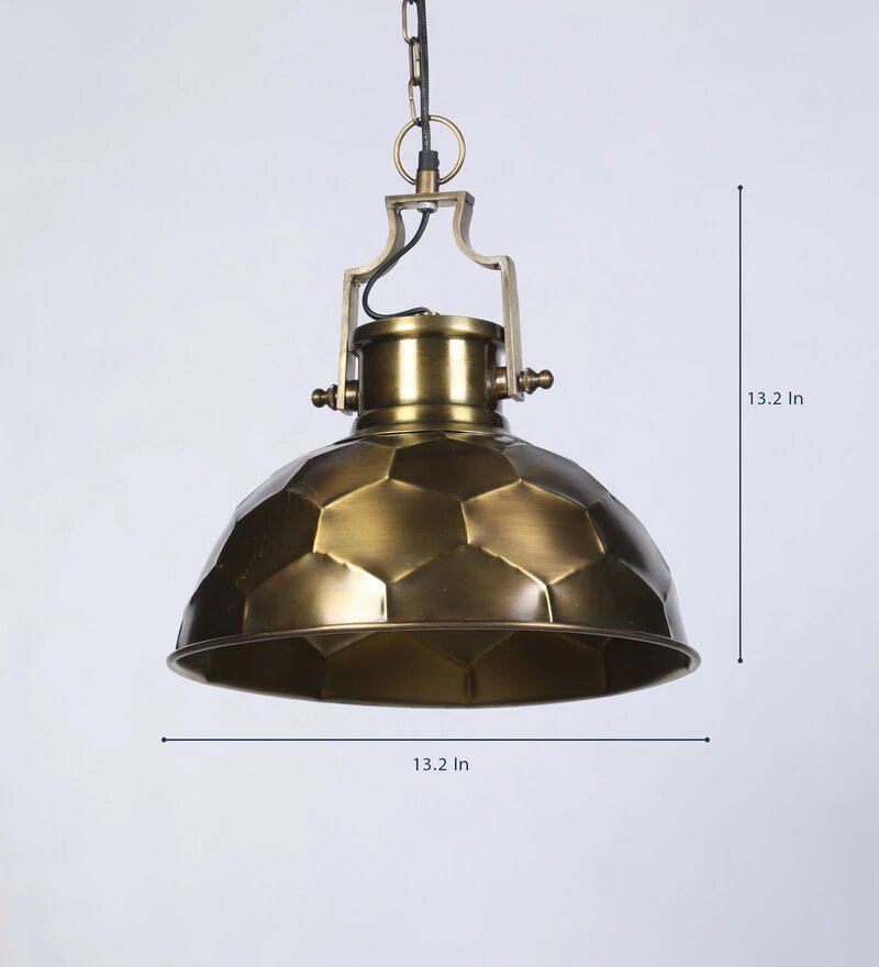 Danish Antique Brass Metal Hanging Light - Stello Light Studio