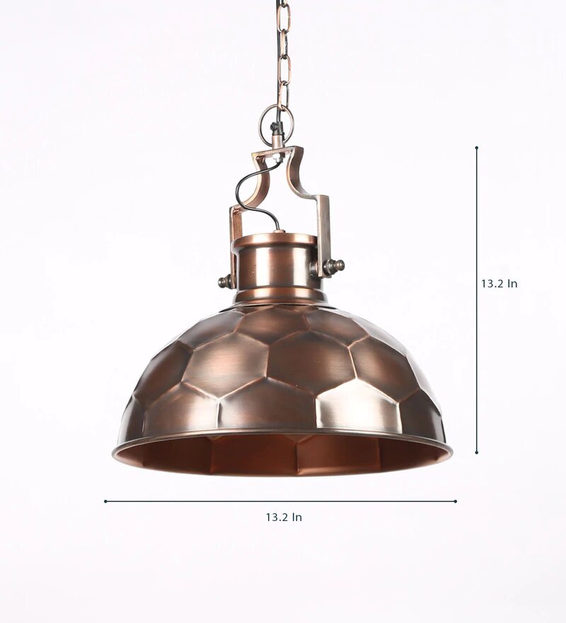 Danish Antique Copper Metal Hanging Light - Stello Light Studio