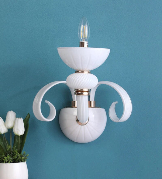Flor White Glass Wall Light - Stello Light Studio