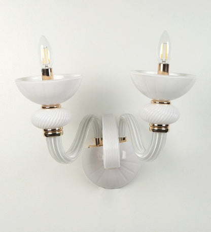 Flor White Glass Wall Light -2 Lights - Stello Light Studio