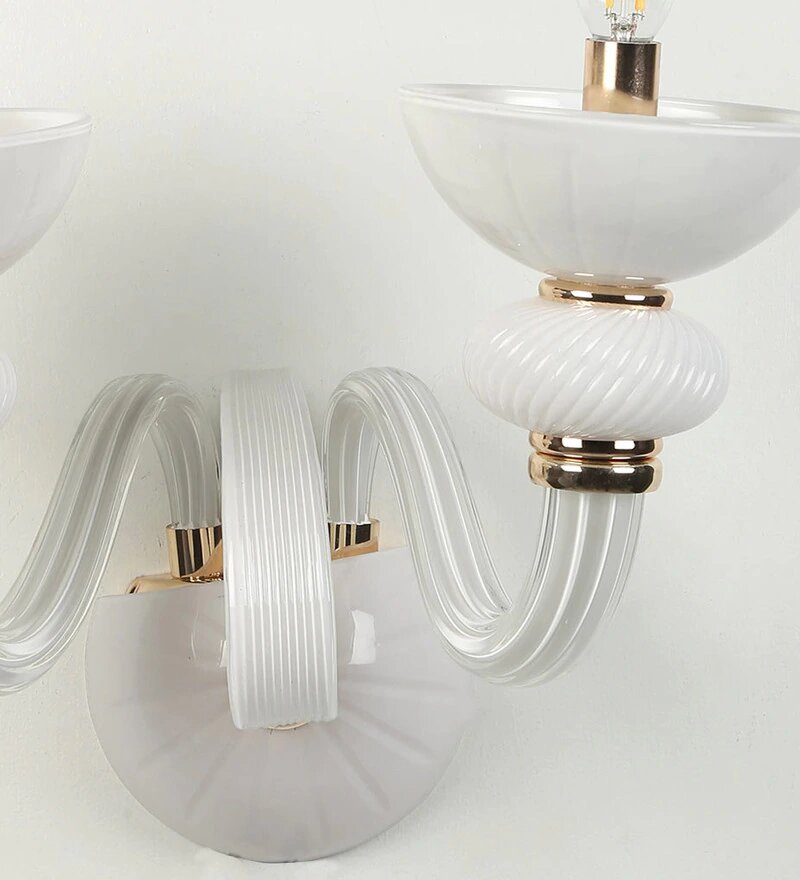 Flor White Glass Wall Light -2 Lights - Stello Light Studio