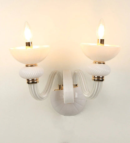 Flor White Glass Wall Light -2 Lights - Stello Light Studio